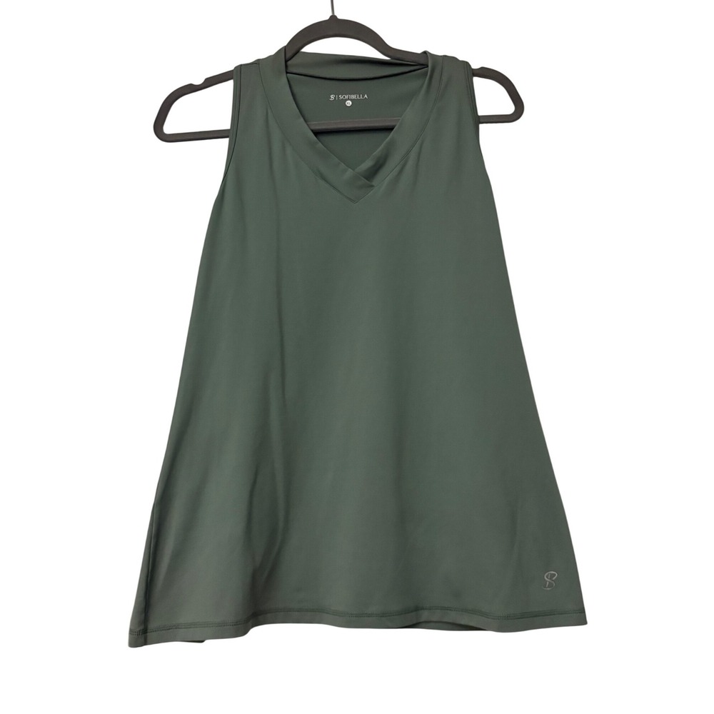 Sofibella Women XL Green V-Neck‎ Racerback Athletic Tank Top 1246W